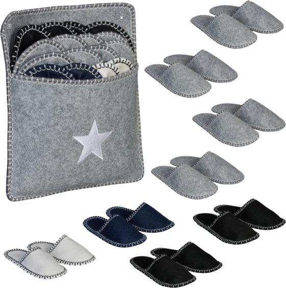 NORTHIX Felt Guest Slippers, Non-slip, 8 Pairs With Storage Bag på