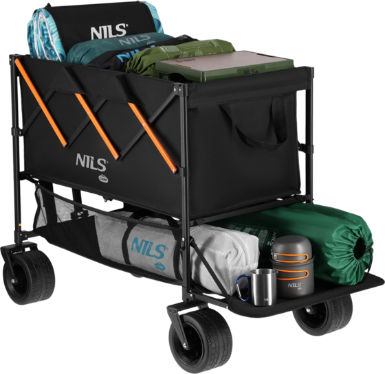NORTHIX Folding Camping Cart, 160l Capacity, Black-orange på