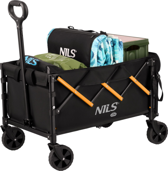 NORTHIX Folding Camping Wagon, 100l, 90 Kg Load, Black-orange på