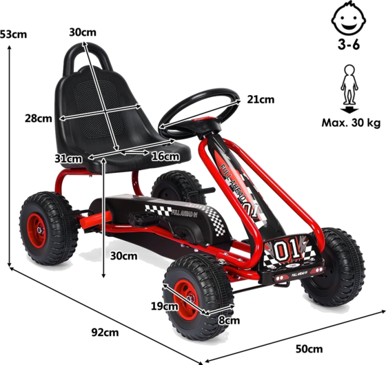 B2X Go-kart With Adjustable Seat And Handbrake, Pedal Car With A Load Capacity Of Up To 30 Kg, Pedal Go på