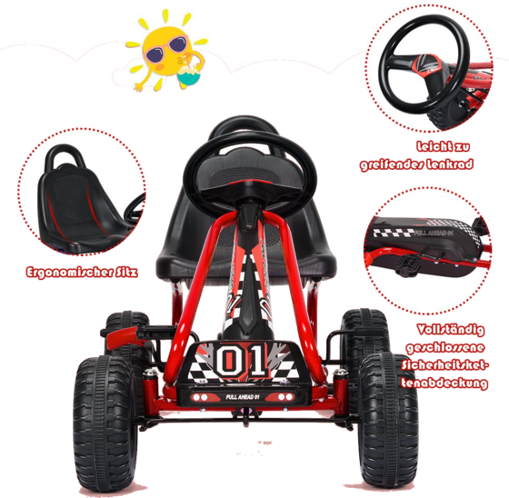 B2X Go-kart With Adjustable Seat And Handbrake, Pedal Car With A Load Capacity Of Up To 30 Kg, Pedal Go på