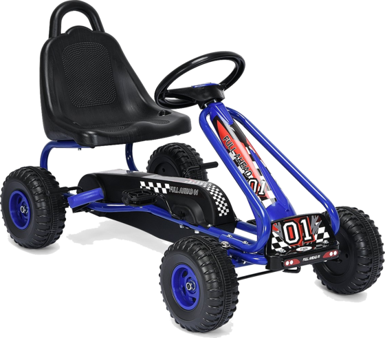 NORTHIX Gokart Go Cart With Handbrake Pedal Car 30kg Pedal Vehicle Pedal Vehicle 3-6 Years Blue på