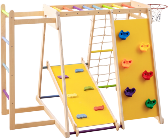 NORTHIX Indoor Jungle Gym Playground With Slide Basketball Hoop på