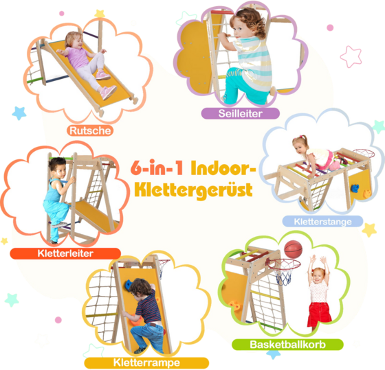 NORTHIX Indoor Jungle Gym Playground With Slide Basketball Hoop på