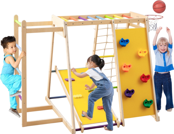NORTHIX Indoor Jungle Gym Playground With Slide Basketball Hoop på