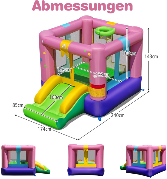 NORTHIX Inflatable Bounce House With Slide, Basketball Hoop, Repair Kit på