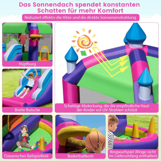 B2X Inflatable Bouncy Castle With Sun Roof Slide Basketball Hoop Ring Toss Game Repair Kit på