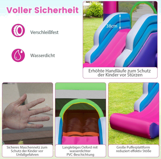 B2X Inflatable Bouncy Castle With Sun Roof Slide Basketball Hoop Ring Toss Game Repair Kit på