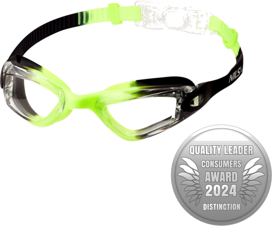 NORTHIX Junior Swimming Goggles, Black/green, Anti-fog Lens på