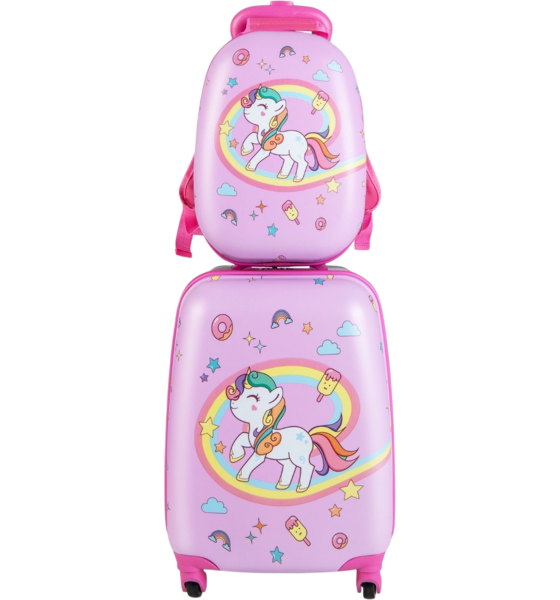 NORTHIX Kids Suitcase Rolling Hard Suitcase 2-piece Carry-on Luggage Set With Spinner Wheels Pink på