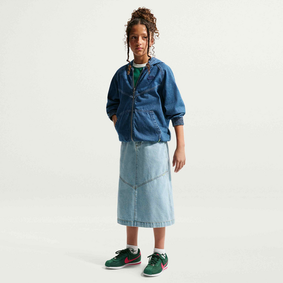 NIKE Older Kids' Denim Midi Skirt Sportswear på