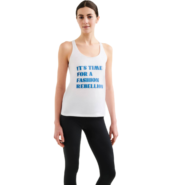 WELLICIOUS Organic Cotton Racer Tank With Print - Diamond White på