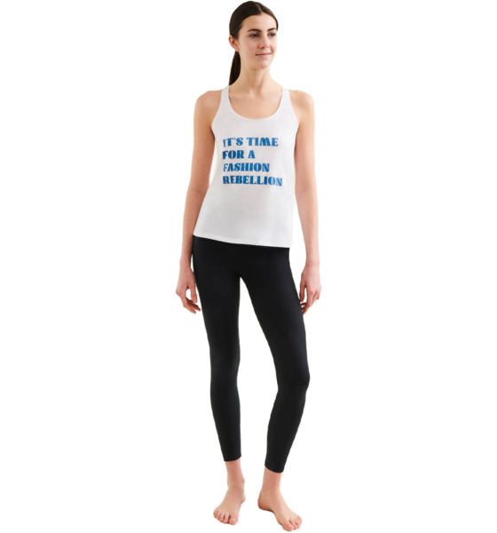 WELLICIOUS Organic Cotton Racer Tank With Print - Diamond White på