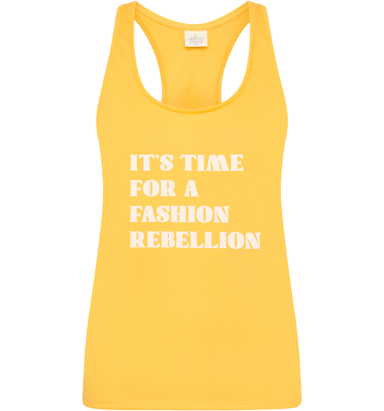 WELLICIOUS Organic Cotton Racer Tank With Print - Sunshine Yellow på