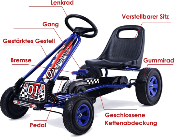 NORTHIX Pedal Gokart Racing Children's Car Pedal Vehicle Pedal Car Gocart Outside Seat Blue på