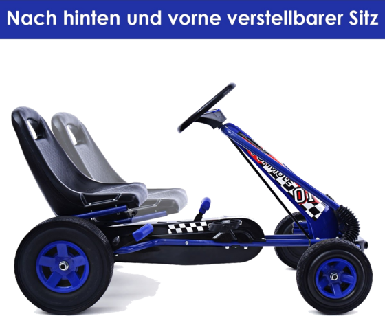 NORTHIX Pedal Gokart Racing Children's Car Pedal Vehicle Pedal Car Gocart Outside Seat Blue på