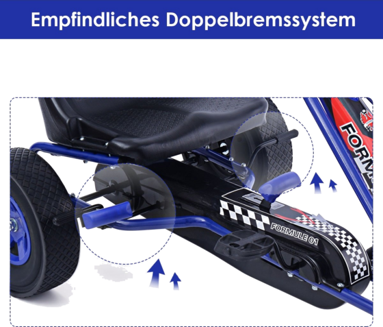 NORTHIX Pedal Gokart Racing Children's Car Pedal Vehicle Pedal Car Gocart Outside Seat Blue på