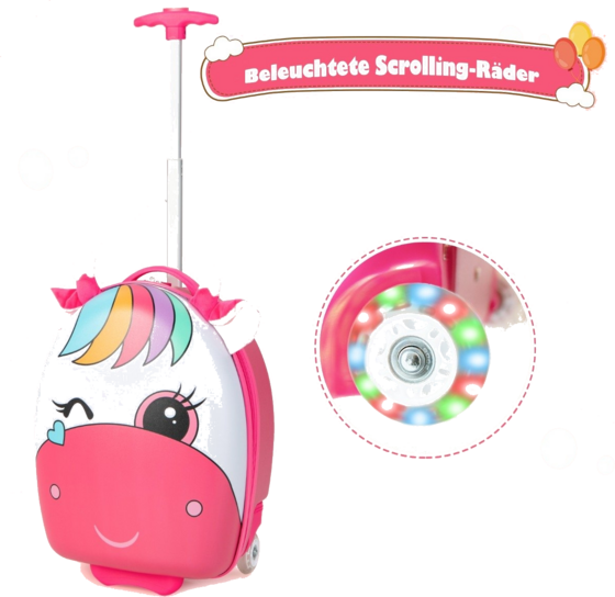 NORTHIX Rolling Suitcase Hard Shell Hand Luggage For Children 33 X 22 X 45 Cm Pink på