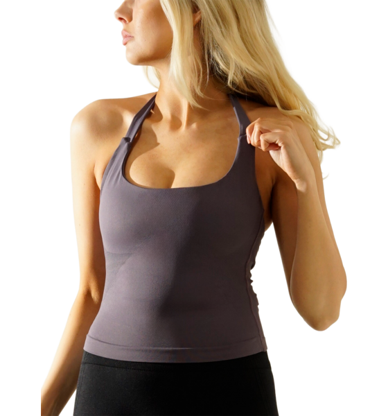 OYOJ Silkshape Halterneck Top - Dark Violet på