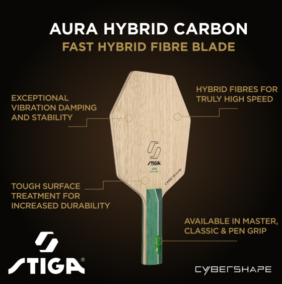 STIGA Stiga Pingisstomme Aura Hybrid Carbon Cybershape på