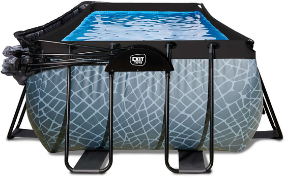 EXIT Stone Pool 540x250x122cm Med Sandfilterpump Och Tak Och Värmepump - Grå på