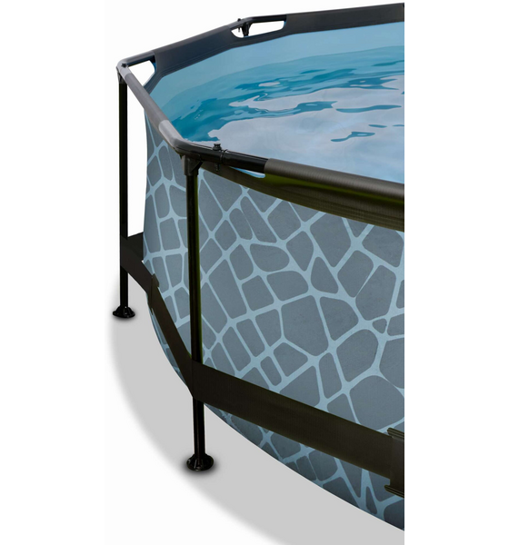 EXIT Stone Pool Ø360x76cm Med Filterpump - Grå på