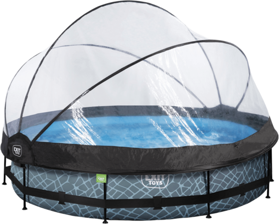 EXIT Stone Pool Ø360x76cm Med Filterpump Och Tak - Grå på