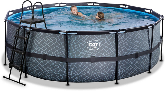 EXIT Stone Pool Ø427x122cm Med Filterpump - Grå på
