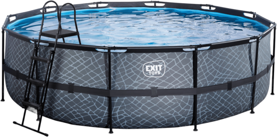 EXIT Stone Pool Ø488x122cm Med Sandfilterpump - Grå på