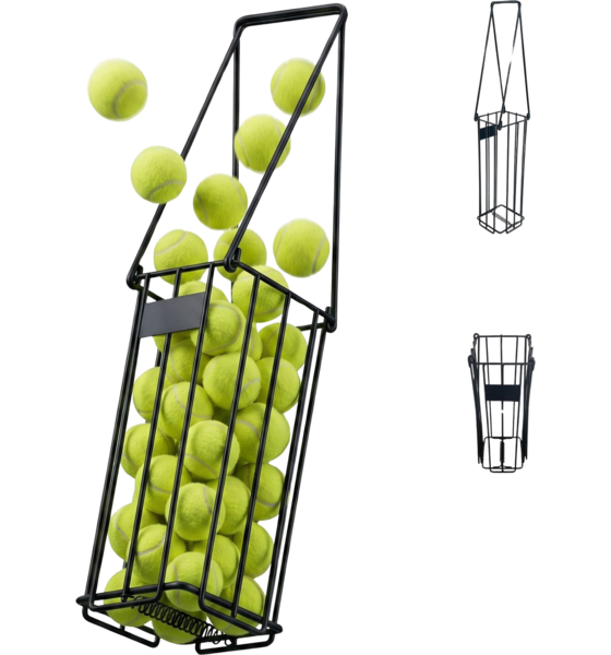 NORTHIX Tennis Ball Basket, Black Metal, Fold-down Handles på