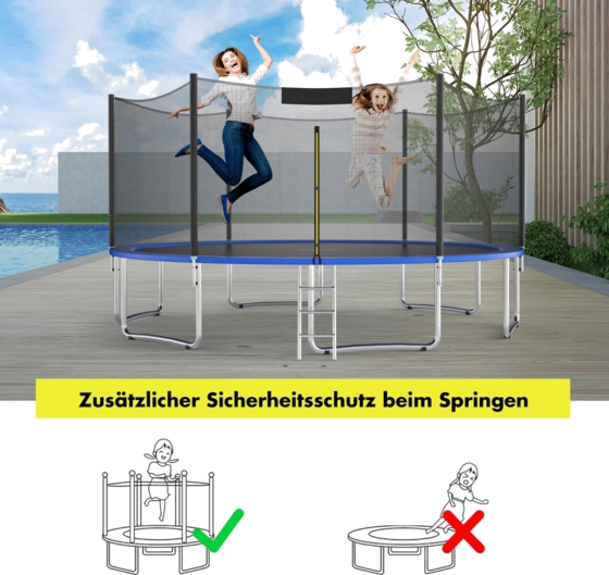 NORTHIX Trampoline Safety Net For Garden Trampolines Replacement Net On The Outside With Zipper And Buckles på