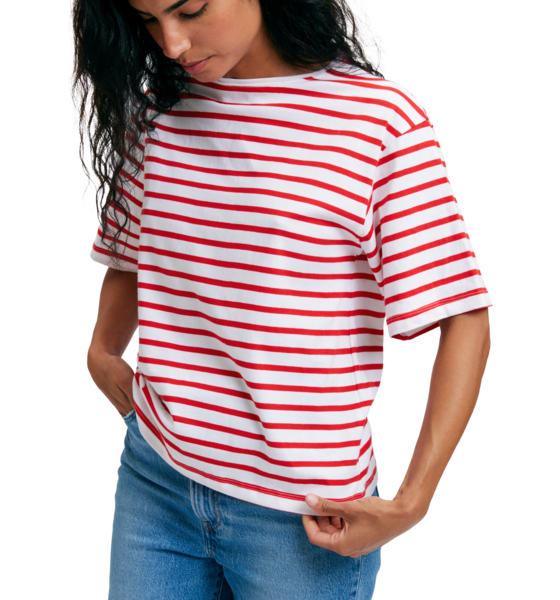 EMMAMALENA Tuva T-shirt Stripe White Red på