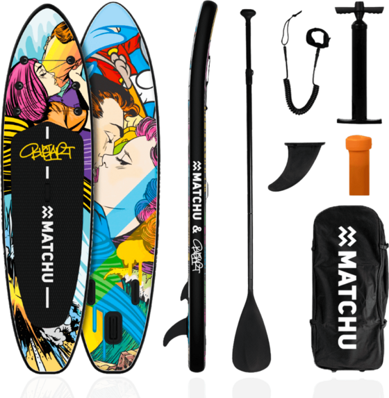 MATCHU SPORTS Uppblåsbar Sup Bräda Bustart 320x81x15cm - Upp Till 150kg - Stand Up Paddle Board på