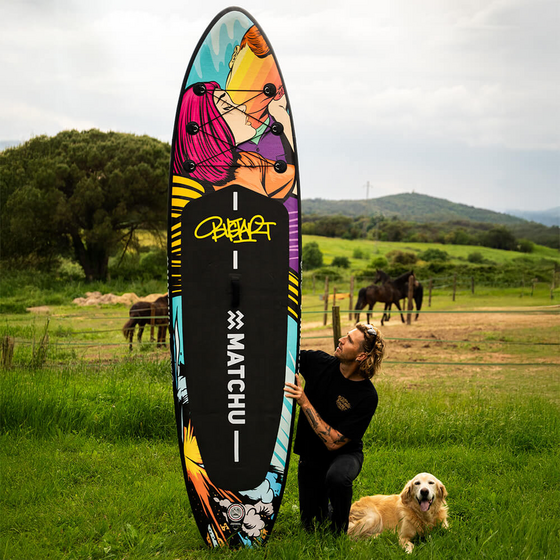 MATCHU SPORTS Uppblåsbar Sup Bräda Bustart 320x81x15cm - Upp Till 150kg - Stand Up Paddle Board på