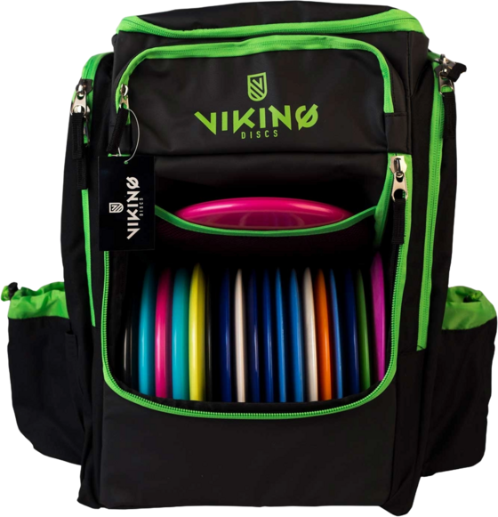 VIKING DISCS Viking Discs Tour Bag Disc Golf Backpack - Black/lime på