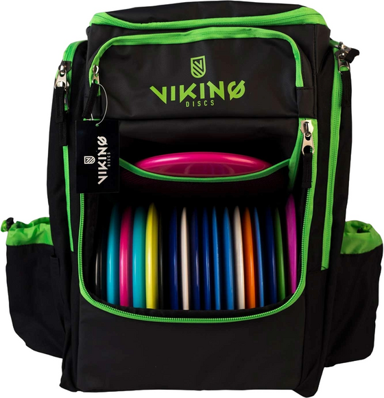 VIKING DISCS Viking Discs Tour Bag Disc Golf Backpack - Black/lime på