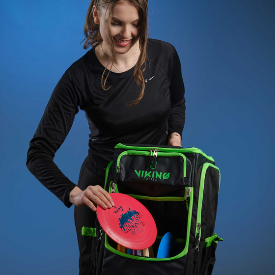 VIKING DISCS Viking Discs Tour Bag Disc Golf Backpack - Black/lime på
