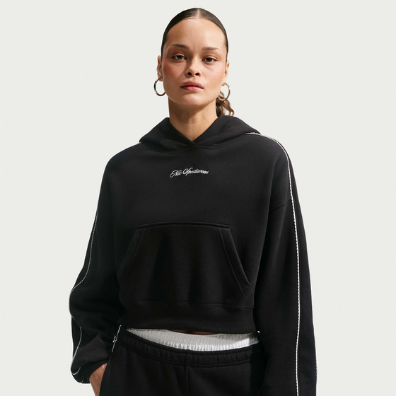NIKE Women's Cropped Pullover Hoodie Studio Fleece Medium Weight 'graphic Pack' på