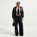 NIKE Women's Loose Pleated Press-stud Trousers Studio Fleece Medium Weight på