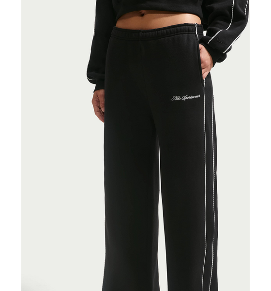 NIKE Women's Mid-rise Wide-leg Trousers Studio Fleece Medium Weight 'graphic Pack' på