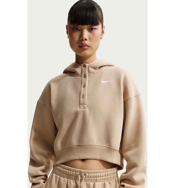 NIKE Women's Oversized Cropped Henley Hoodie Sportswear Phoenix Fleece på