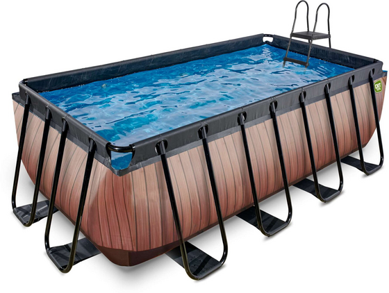 EXIT Wood Pool 400x200x122cm Med Filterpump - Brun på