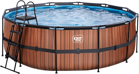 EXIT Wood Pool Ø427x122cm Med Sandfilterpump - Brun på