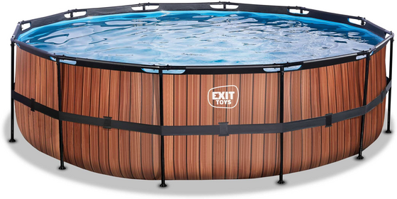 EXIT Wood Pool Ø488x122cm Med Filterpump - Brun på