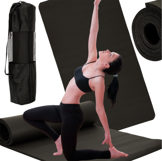 B2X Yoga Exercise Mat Thick 185x80x1.5 Cm Black på