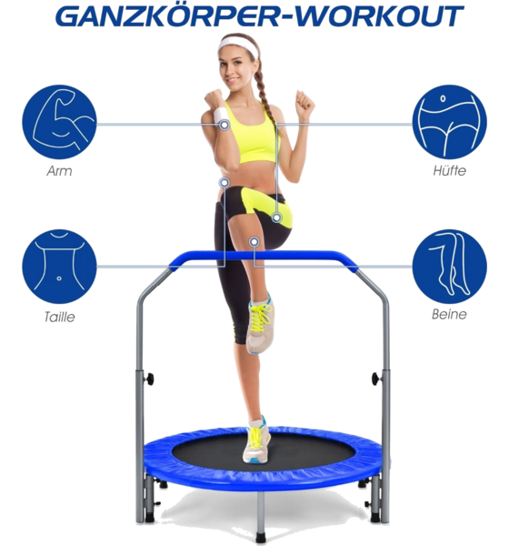 NORTHIX Ø101 Cm Folding Mini Trampoline Fitness Trampoline With Height-adjustable Handle Blue + Black på
