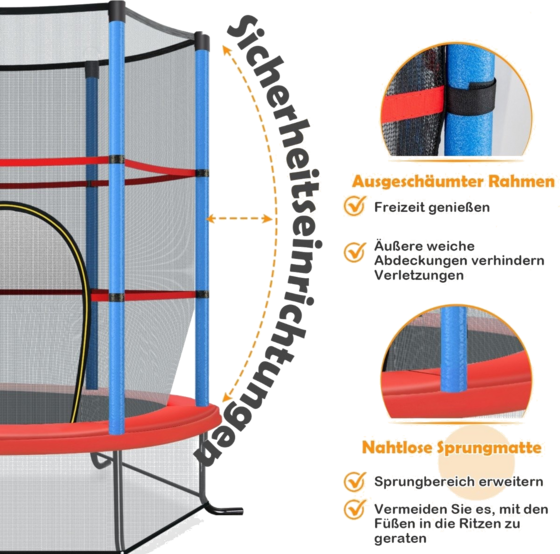 NORTHIX Ø140cm Garden Trampoline With Safety Net Trampoline Can Hold Up To 135 Kg For Children Aged 3 And Ov på