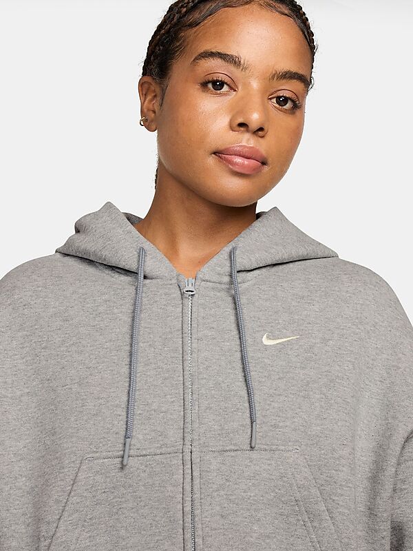 NIKE W STUDIO FLEECE OVERSIZE CROP FZ HOOD på