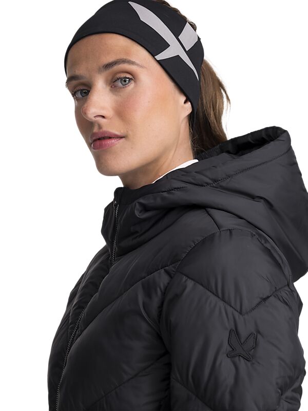 SOC Run Warm Long Jacket, lång vadderad löparjacka, dam på
